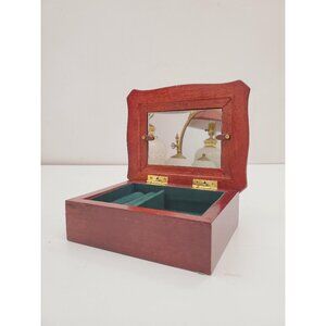 Vintage Gunther Mele 1970's wooden jewelry box. Jewellery with mirror . Vintage